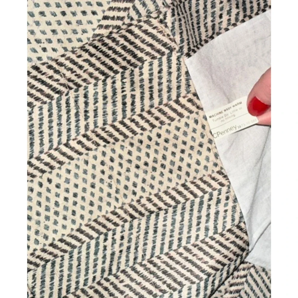 Set 3 Vintage JC Penney Curtains Panels Drapes Neutral Herringbone Print Lined